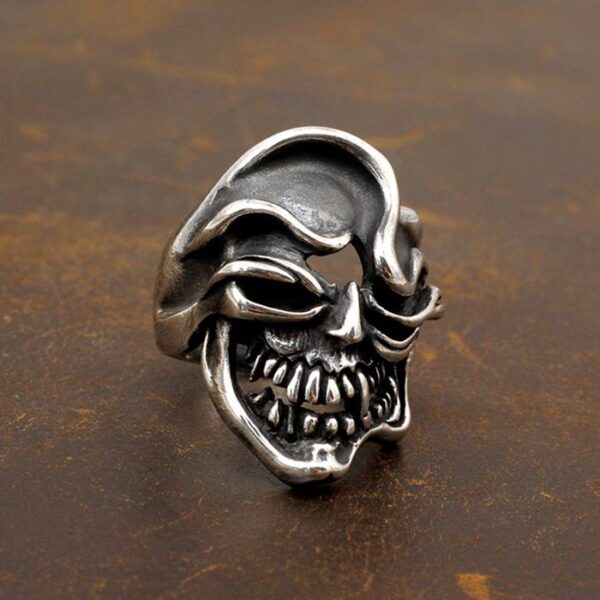 Sterling Silver Handmade Skull Biker Ring