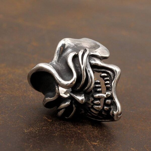 Sterling Silver Handmade Skull Biker Ring