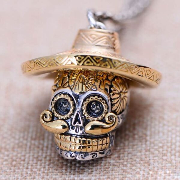 Sterling Silver Sugar Skull Pendant Necklace