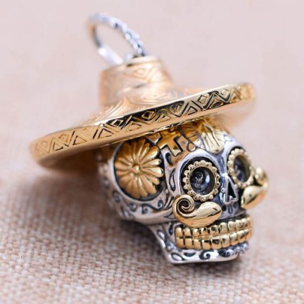 Sterling Silver Sugar Skull Pendant Necklace