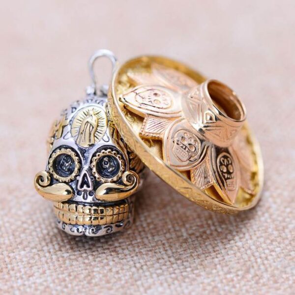 Sterling Silver Sugar Skull Pendant Necklace