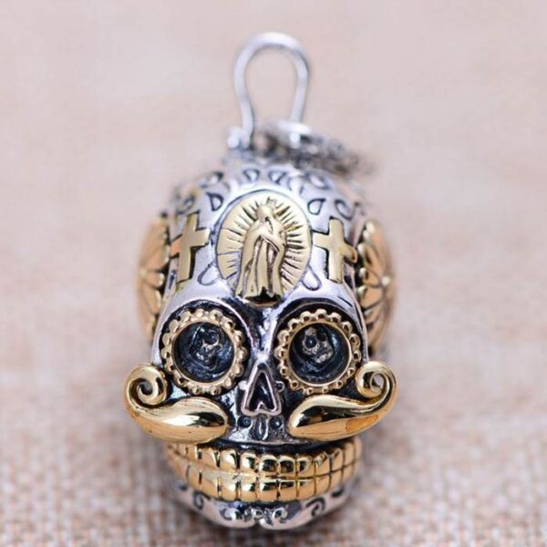 Sterling Silver Sugar Skull Pendant Necklace