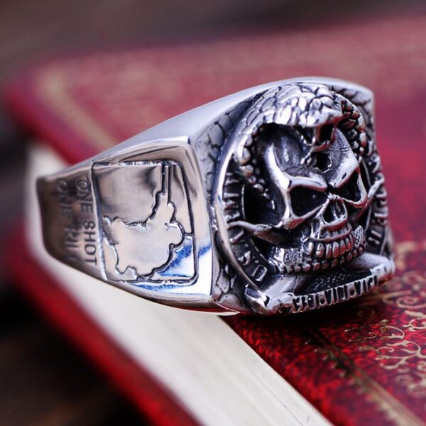 US Army Sniper Military Snake Skull Ring