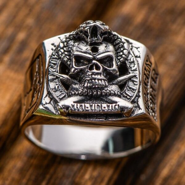 US Army Sniper Military Snake Skull Ring