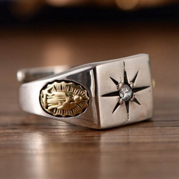 Virgin Mary Cross Star Ring