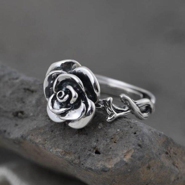 Women's Silver Rose Pinky Ring