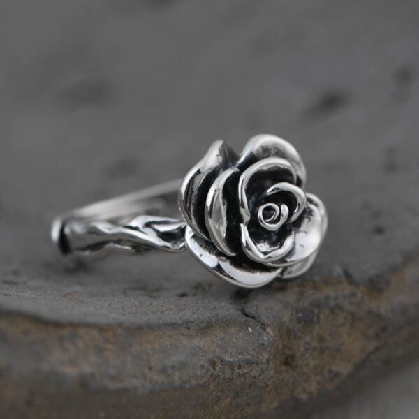 Women's Silver Rose Pinky Ring