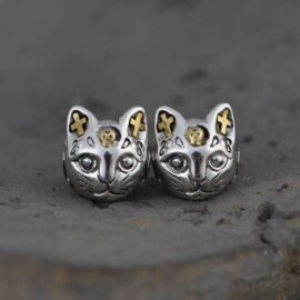 Women's Sterling Silver Cat Earrings