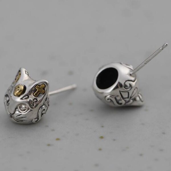 Women's Sterling Silver Cat Earrings