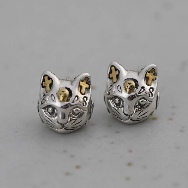 Women's Sterling Silver Cat Earrings