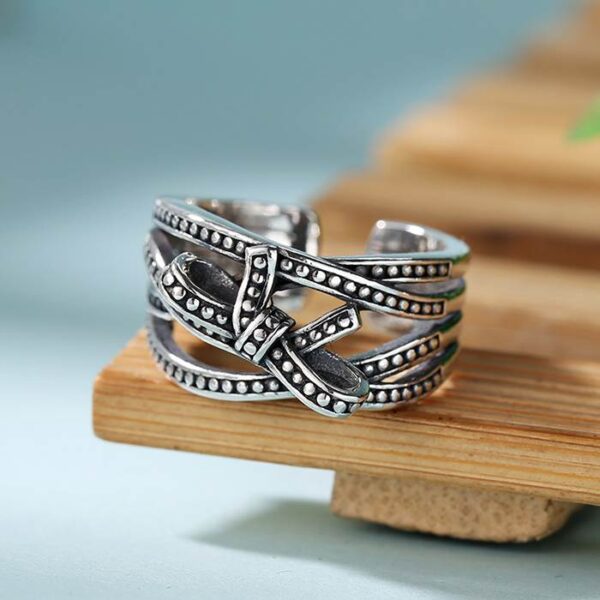 Women's Sterling Silver Multi-Row Knot Ring