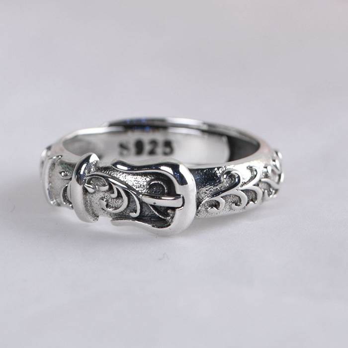 Women's Sterling Silver Vine Belt Ring VVV Jewelry
