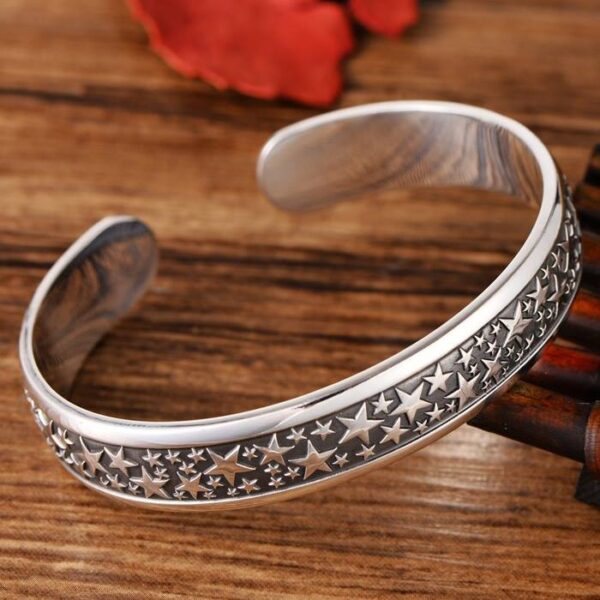 999 Silver Star Cuff Bracelet