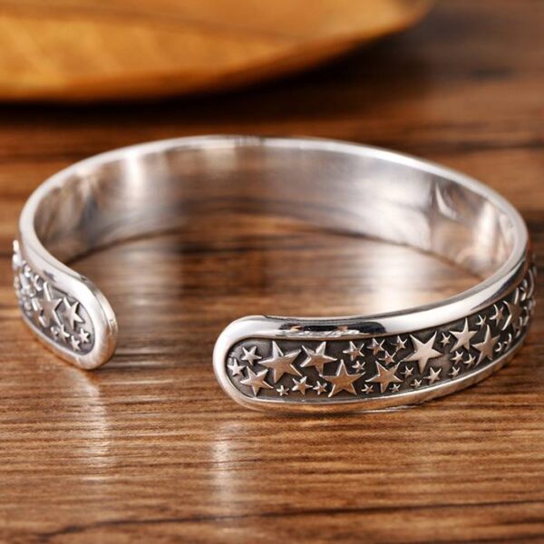 999 Silver Star Cuff Bracelet