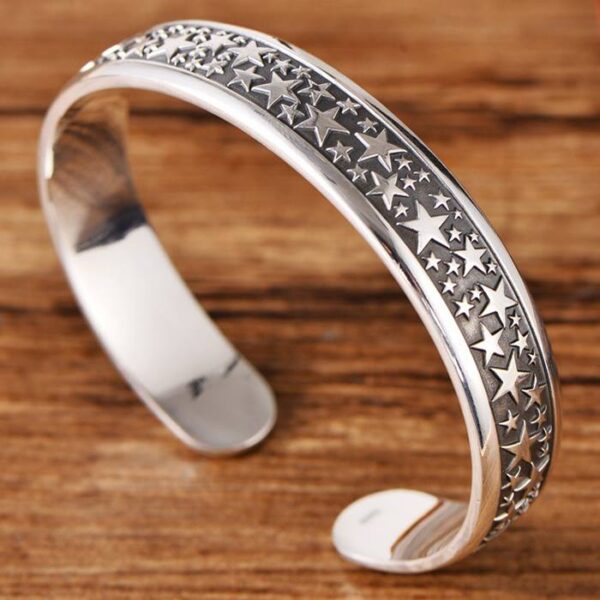 999 Silver Star Cuff Bracelet