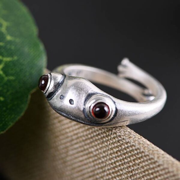 Brushed 990 Silver Frog Ring