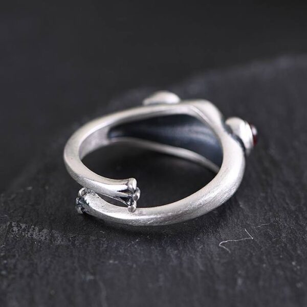 Brushed 990 Silver Frog Ring