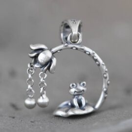 Lotus Frog Pendant Necklace