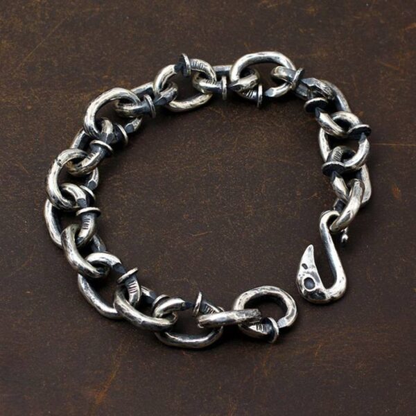 Men's Sterling Silver Nail Link Chain Bracelet - VVV Jewelry
