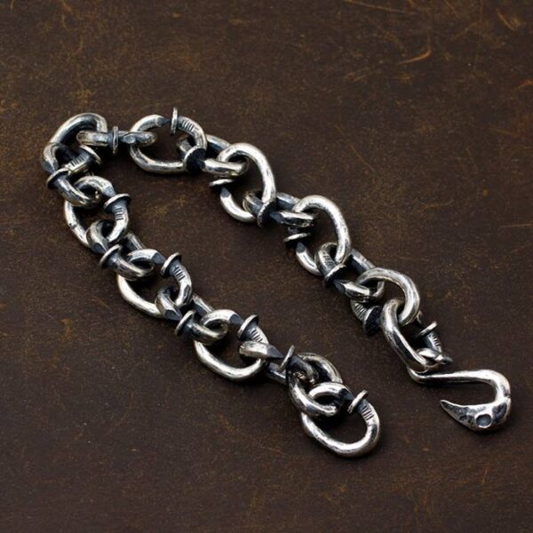 Men's Sterling Silver Nail Link Chain Bracelet