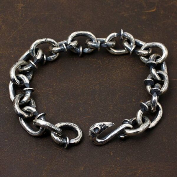 Men's Sterling Silver Nail Link Chain Bracelet