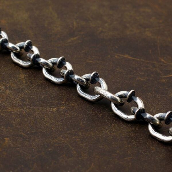 Men's Sterling Silver Nail Link Chain Bracelet