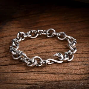 Silver Nail Link Chain Bracelet