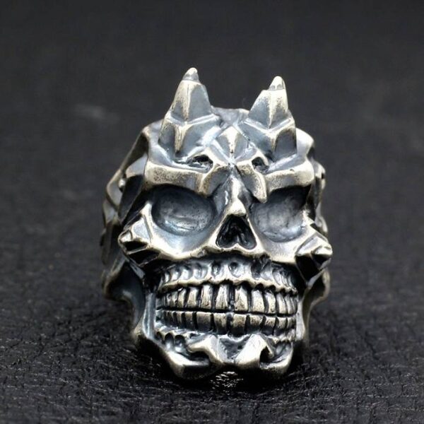 Silver Punk Skull Ring