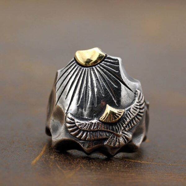 Silver Sun Eagle Ring