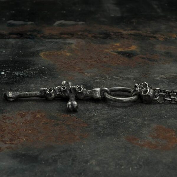 999 Silver Cross Skull Pendant Necklace