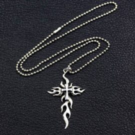 Flames Cross Pendant Necklace