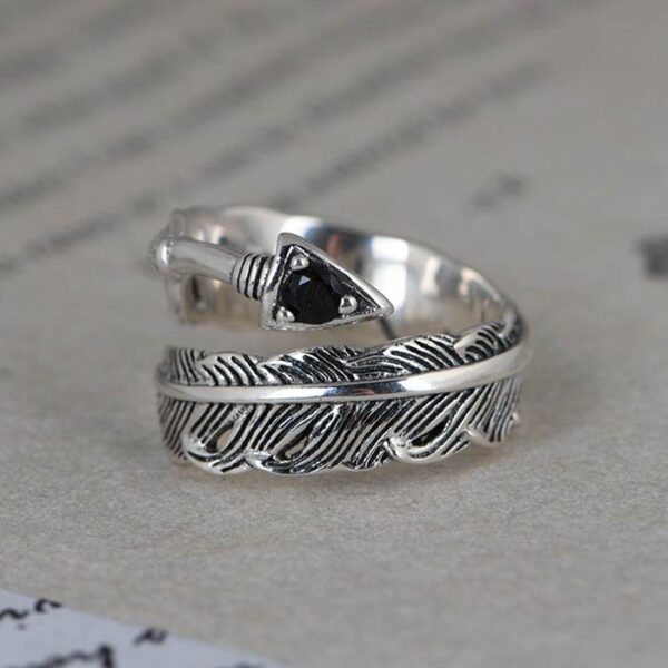 Silver Arrow Feather Ring