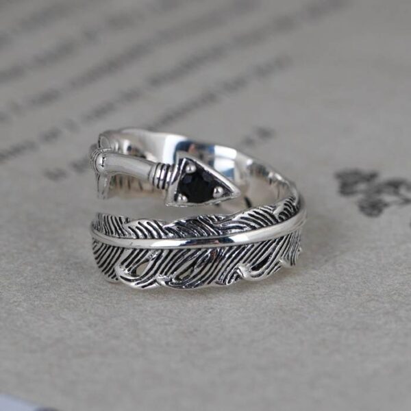 Silver Arrow Feather Ring