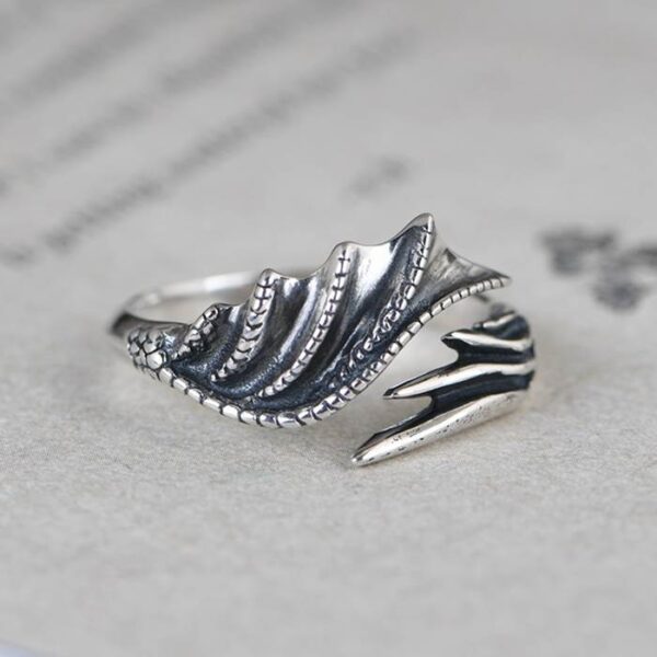 Silver Dragon Wing Ring