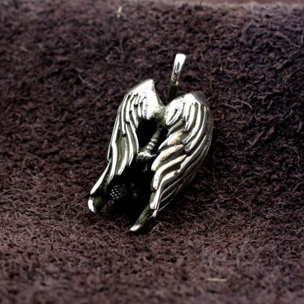 Silver Fallen Angel Skeleton Pendant