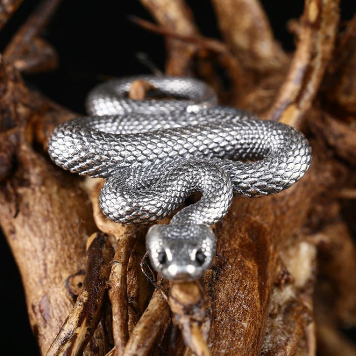 Silver Mamba Snake Pendant Necklace