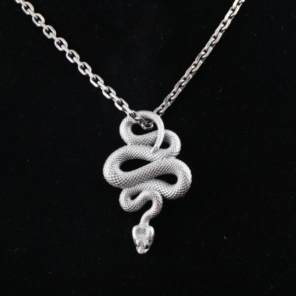 Silver Mamba Snake Pendant Necklace