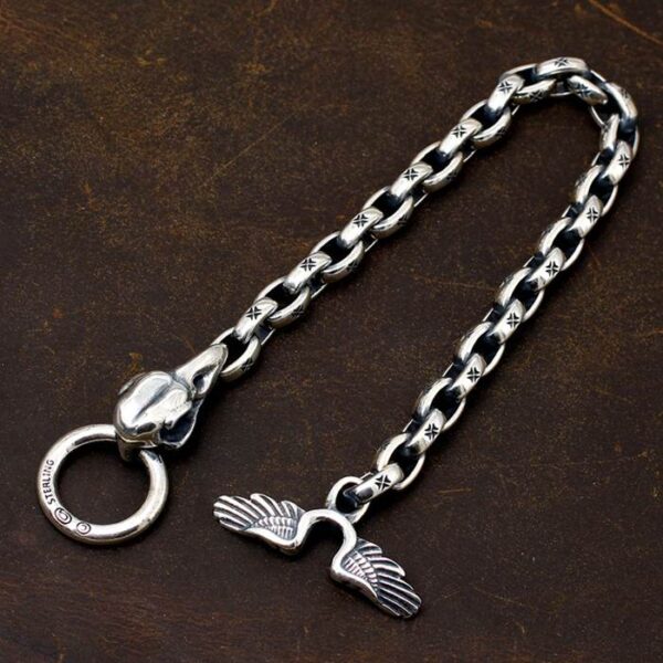 Men's Sterling Silver Raven Skull Chain Bracelet - VVV Jewelry