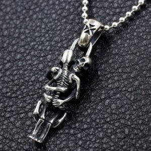 Skeleton Lovers' Embrace Pendant Necklace