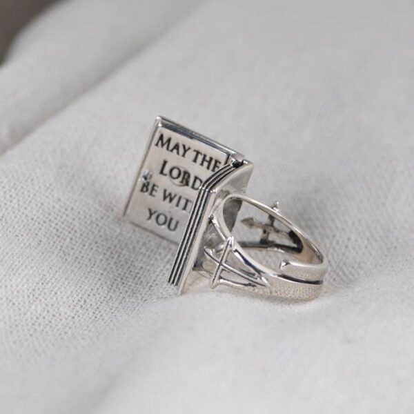 Sterling Silver Cross Holy Bible Ring