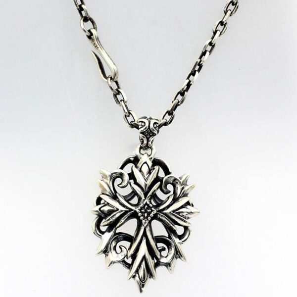 Silver Gothic Cross Pendant Necklace