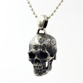 Silver Gothic Skull Pendant Necklace
