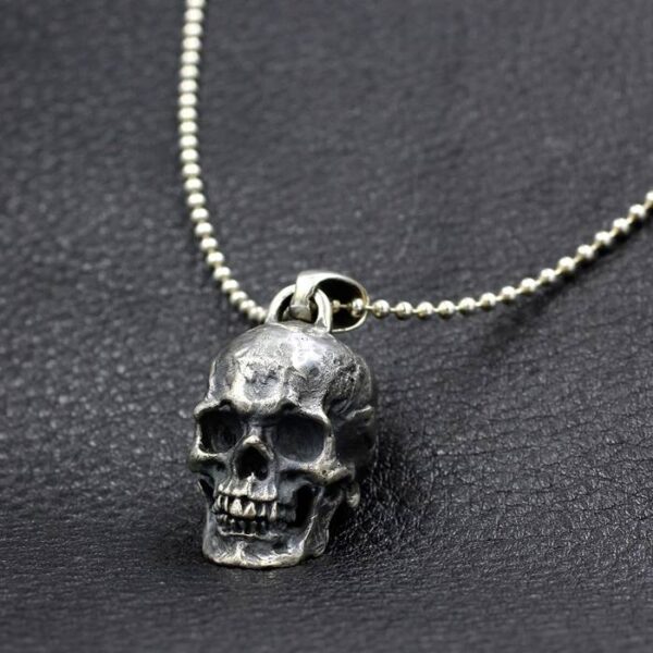 Silver Gothic Skull Pendant Necklace