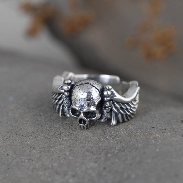 Skull Ring With Wings