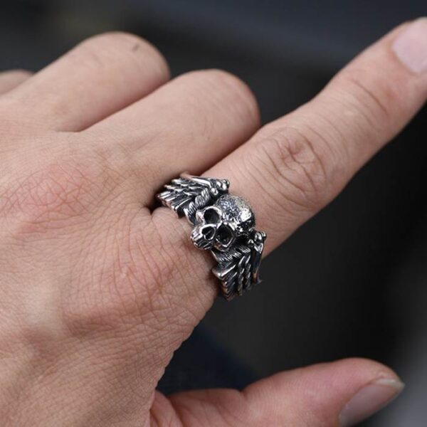 Skull Ring With Wings