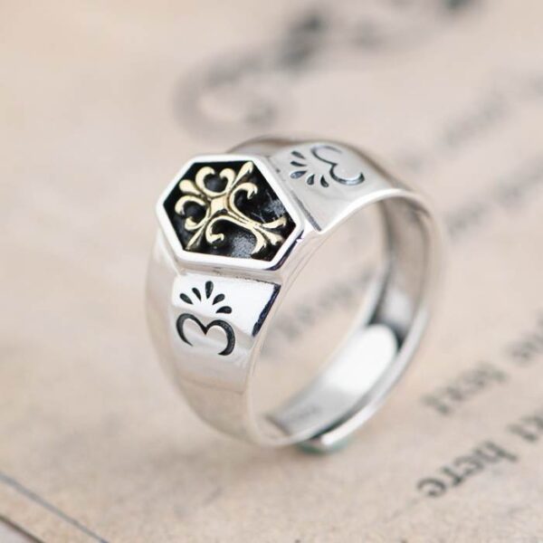 Cross Fleur De Lis Ring