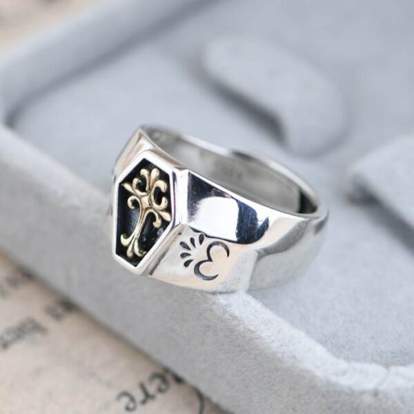 Cross Fleur De Lis Ring