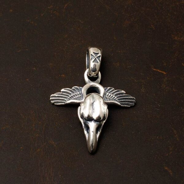 Raven Skull Wing Pendant