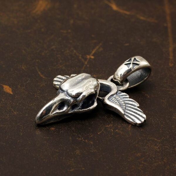 Raven Skull Wing Pendant