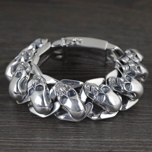 Silver Multi Skull Bracelet